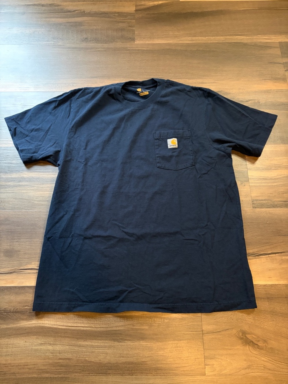 Carhartt Navy Blue Chest Pocket Tee Mens Size Large